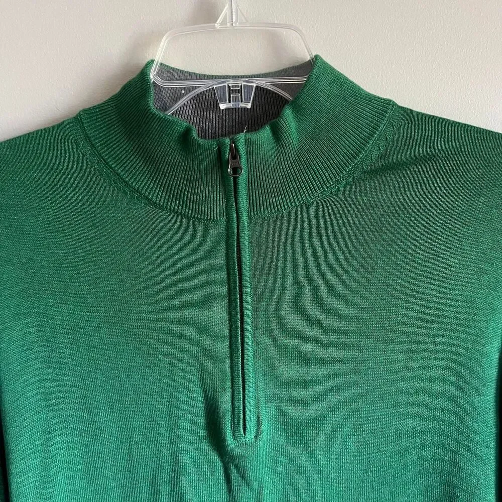 Paul Fredrick 1/4 Zip Pullover Sweater Men's XXL 100% Supima Cotton Kelly Green